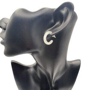 **Moon Stone Half Hoop C Shape Hanging Earrings